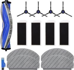 Erstatningstilbehør for N20 kompatibel med ECOVACS DEEBOT N20, N20 Plus, N20 Pro Plus robotstøvsuger, 1 hovedbørste, 4