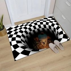 3D optisk illusjonsteppe, sklisikkert klovne-duemønster, mykt teppe til Halloween YYV