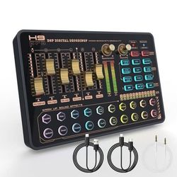 DJ-mikser med lydkort, Todeco Podcast Production Studio bærbar Bluetooth-lydmikserkontroller med effekter