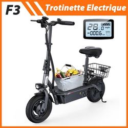 El-scooter iScooter F3 - Motor 1000W, hastighet 25km/h, räckvidd 60km, trumbromsar, däck 10", batteri 48V - Grå
