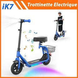 Barn elektrisk sparkcykel iScooter iK7 - Säte & korg, 3 hastigheter 20km/h, räckvidd 15km - Blå