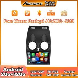 AWESAFE Autoradio Android 2Go+32Go til Nissan Qashqai J10 2006-2013 Carplay Trådløs Bluetooth med 9'' skærm Android Auto WiFi