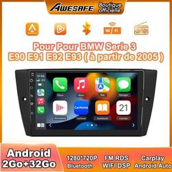 AWESAFE Autoradio Android 13 til BMW Serie 3 E90 E91 E92 E93 2Go+32Go med Carplay GPS WiFi USB SD Bluetooth Android Auto