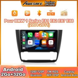 AWESAFE Autoradio Android 2Go+32Go för BMW 1 Series E81 E82 E87 E88 (2004-2011) med 9'' Pekskärm Carplay Android Auto GPS
