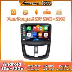 AWESAFE Autoradio Android 13 til Peugeot 207(2006-2015) 1Go+32Go Carplay & Android Auto, 9'' Touchskærm GPS WiFi Bluetooth
