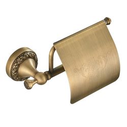 Toalettpappershållare i mässing, antik toalettpappershållare, väggmonterad med lock för badrum, kök, vintage, retro