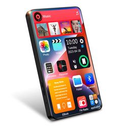 Bluetooth 5.2 Walkman 16GB Inbyggd högtalare HD MP3 MP4-spelare Full Touch 4,0-tums skärm Musikspelare med FM-radio E-bok