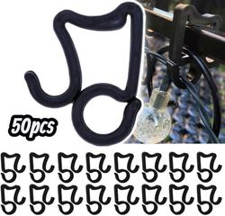 50 stycken - Julbelysningsklämmor - Utomhusbelysningsklämmor - Dräneringsrännekrokar - Hängande belysningskrokar - svart - 50 stycken