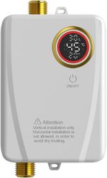Elektrisk genomströmningsvattenberedare, 55 °, 5500 W, 230 V, för duschbruk, varmvattenberedare med LED-temperaturdisplay, 30-55 °C
