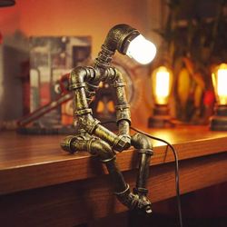 Retrorobotlampa, industriell skrivbordslampa, sänglampa, sovrum, kreativ nostalgi, robotlampa, järnvindslampa, bordslampa