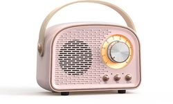 Retro Vintage Radio Bluetooth-högtalare - Trådlös stereohögtalare med FM-radio - Vintage design - Bluetooth 5.0 Trådlös högtalare för - Rosa - 5.0 W