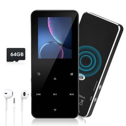 64 GB MP3-spelare med Bluetooth 5.0, MP3-spelare för barn med HD-högtalare, röstinspelare, FM-radio, väckarklockafunktion, e-bokläsare