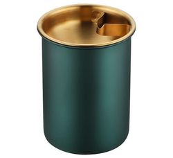 Grøn cylindrisk askebæger i rustfrit stål, 8,9 x 7,6 cm (3,5 x 3 tommer), velegnet til rygning i bil, kontor og hjem (grøn).