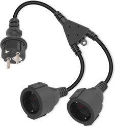 Dubbel utomhus förlängningskabel, jordad kontakt, IP20, 16A 250V
