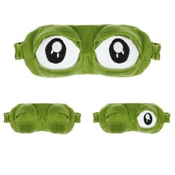Sovemaske, 3D frø øjenmaske, plys sovemaske sjov nyhed tegneserie frø øjenmaske, tegneserie grøn frø skør øjenmaske, sjov øjenmaske børn