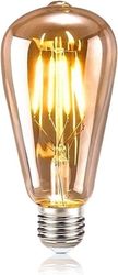 Vintage LED Filamentlampa ST64 - Varmvitt Ljus för Nostalgisk och Retrobelysning - 40W Ersättning - Flimmerfri och Amberfärgat Glas för - Vit