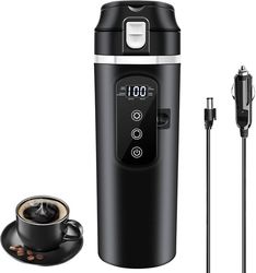 12 V, 12 V, 24 V, 24 V bilvattenkokare, 500 ml mobil vattenkokare i rostfritt stål med 12/24 volts cigarettändare för varmt vatten
