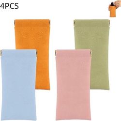 4 stk. - PU læder brilleetui - blødt brilleetui - til mænd og kvinder - pink+grøn+blå+orange - 17×8,5cm