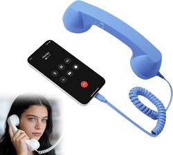 Retro telefonrør - Type - vintage telefon - til - kan tilsluttes mobiltelefoner - med svarknap, mikrofon og højttaler - 1 stk (bl