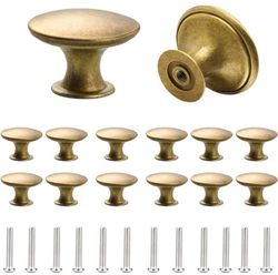 12-pack vintage runda antika mässingsknoppar för skåpsdörrar med matchande skruvar för skåp, garderob, låda, kök - 30 mm
