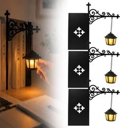 Bokstöd i metall - Bibliotekslykta - Dekorativ bokhyllsbelysning - Retro läsnattlampa - Bokhyllsbelysning för läsning