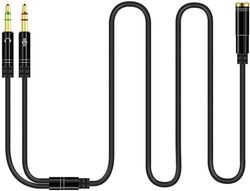 PC headset splitter 3.5mm hun til 2 dobbelt 3.5mm han hovedtelefon mikrofon lyd Y splitter kabel til smartphone headset adapter (100CM, sort)