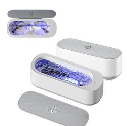 Sæt med 2 - Brillerenser - Makeupbørsterenser - Bærbar renser med lavt støjniveau - ringe - sølvtøj - holdere - Hvid - Sæt med 2 - 19x7cm