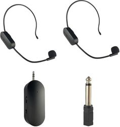 Trådlös UHF-headsetmikrofon 2-i-1 - Handhållen och headsetmikrofon med 50m räckvidd för utbildning, fitness och PA-system - Ett stycke set