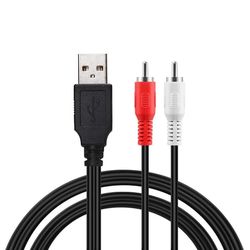 USB 2.0 hane till 2 RCA hane omvandlaradapter för video AV A/V videokamera ljudinspelningskort splitterkabeladapter för TV/Mac/PC 1,5m