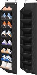2-pack smal skoförvaring över dörren med 8 stora djupa fickor, hängande skohylla för garderobsdörrförvaring för stövlar och sneakers (svart)