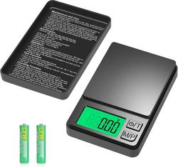 Digital fickvåg 1000 g x 0,01 g, precisionsvåg för smycken med skyddsfodral, bakgrundsbelyst LCD, 7-enhets tara, för mat, kök