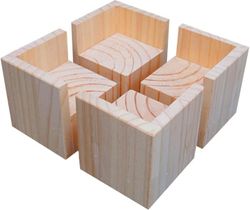 Møbelløfter - 4 stk. - Møbelløfter i træ - Træ - Kontorsengeløfter - Møbelløfterfødder - Fødder - 5x5cm Højde 8cm - seng - bord