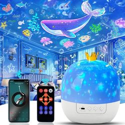 Sæt med 21 børneværelses filmprojektorer natlyssæt - loftmontering - med fjernbetjening og Bluetooth-højttaler - baby natlys projektor
