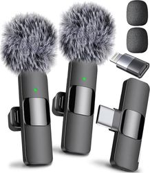 Trådløs Minimikrofon - iPhone - iPad - Android - 2-pak Lavalier Mikrofon - Videooptagelse - iPhone Mikrofon Krystalklar Optagelse med - 2-pak