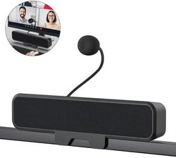 USB computerhøjttalermikrofon - 2.0 stereo PC soundbar - plug-and-play desktop højttaler - laptops og desktops - håndfrit system.