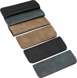 6 stycken mjuka glasögonpåsar i läder - Bärbart unisex glasögonfodral, flera pennhållare - 3 färger - 15,3*7*3cm