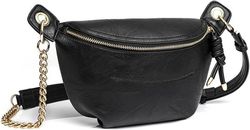 Midjeväska i veganskt läder för kvinnor - Festival - Magväska - Midjeväska - Midjeväska för kvinnor - Axelväska - Midjeväska - Crossbody - Slingväska - Svart