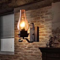 Rustik Vägglampa - Vintage Lantlig - Industriellt Glas - För Arbetsrum, Sovrum, Vardagsrum, Hall och Öppen Spis