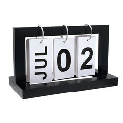 Klassisk vertikal vändkalender, evighetskalender i trä, retro vändkalender i trä för skrivbordet, lämplig för hem och kontor, skrivbordsdekoration.