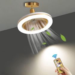 Loftventilator med belysning - Smart lampe med fjernbetjening – Køkkenloftslampe med 3 blæserhastigheder og dæmpbare farver - Stuelampe – Loft