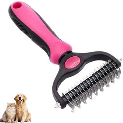 Hundborste - långhårig hundborste - Borste för pälsvård och avfettning av katter och hundar - Dubbelsidig husdjursborste - Husdjurstillbehör - Rosa - i - 1 st