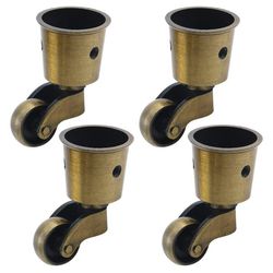 Sæt med 4 runde metal drejehjul, 6,3 cm høje, til møbler, stole, borde, bronze