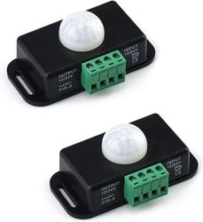 Infraröd rörelsedetektor, 12V/24V PIR-kontroller, PIR-sensor för LED-lister, 2 stycken
