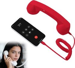 Retro telefonrør - Type - vintage telefon - til - kan tilsluttes mobiltelefoner - med svarknap, mikrofon og højttaler - 1 stk. (re