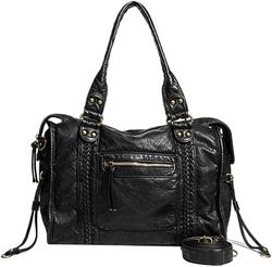 Damväska - Damtygväska - Vintage Shopper Bag - Handväska med stor kapacitet - Y2K Axelväska - Väska i PU-läderlook - Vardagsväska - Arbete & Fritid
