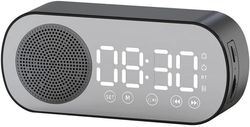 Digitalt vækkeur - Bluetooth-højttaler - Premium vækkeur - med LED-spejlskærm - To højvolumenalarmer - Digitalt urradio - Sort