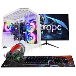 Täydellinen pelikone NitroPC Start eSports Core Pack FHD120-24 · 90–110 FPS · 1080p · Ryzen 5 5655G (APU) RAM 16 Gt, M.2 1 Tt, Windows 11 PRO, WiFi, valkoinen – 24 tuuman FullHD-näyttö + lisävarusteet