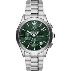 Emporio Armani Ur - Herre - AR11529 - Sølv rustfrit stål - 42 mm - Grøn - 5 bar