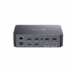 AV Access iDock C20 Dokkingstasjon og KVM-svitsj 2 til 2 USB-C til HDMI, 4K60Hz, 6x USB-A, 1x USB-C PD 100W, 1x 3,5 mm AUX, 1x SD-kortleser, 2x60W PD