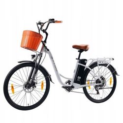 TTGO YY-26ST Elcykel - Däck 26" - Motor 250W - Batteri 36V 14.5Ah 25km/h - Shimano 7 växlar - Räckvidd 120km - Vit